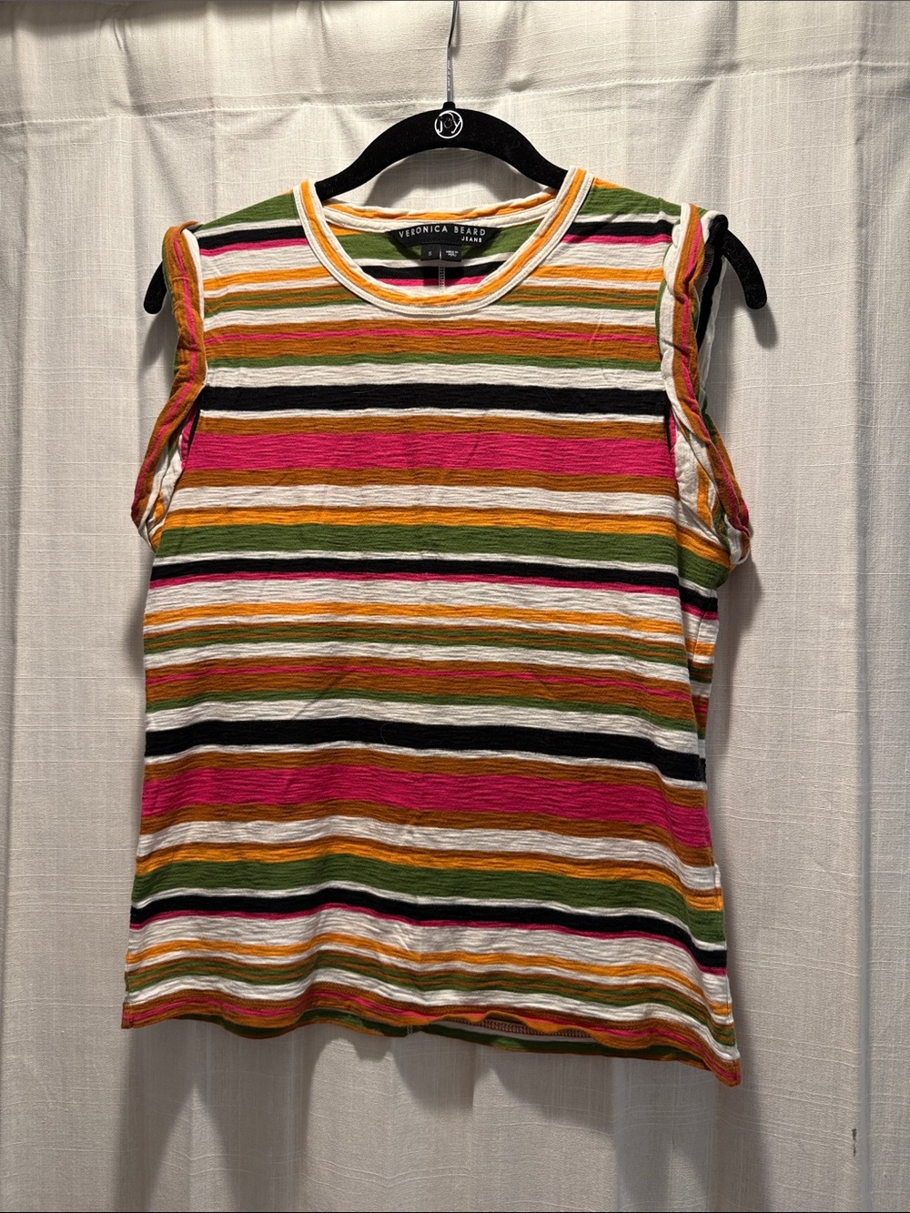 Veronica Beard Striped Sleeveless Tank in Pink, Green, Black, Cream
